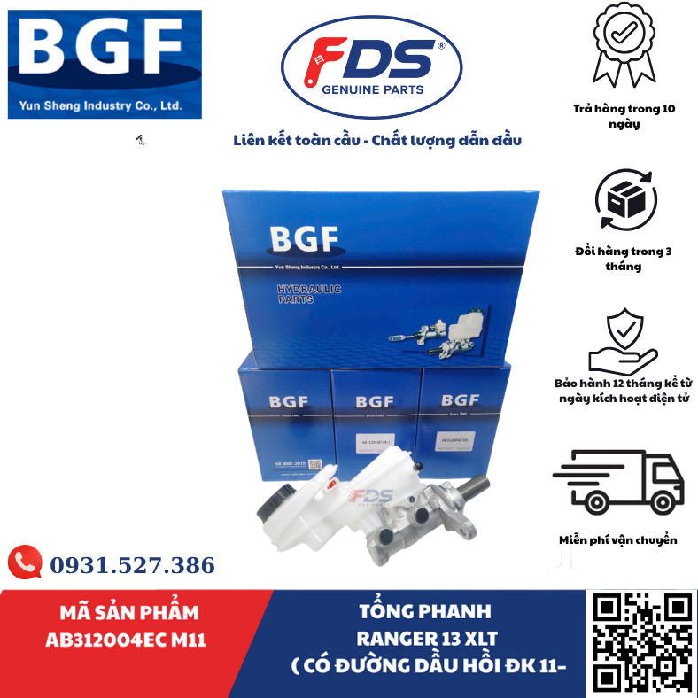 Công ty cổ phần xuất nhập khẩu FDS TỔNG PHANH FORD RANGER XLT 2013 – CÓ ĐƯỜNG DẦU HỒI ĐK 11MM – HÃNG BGF