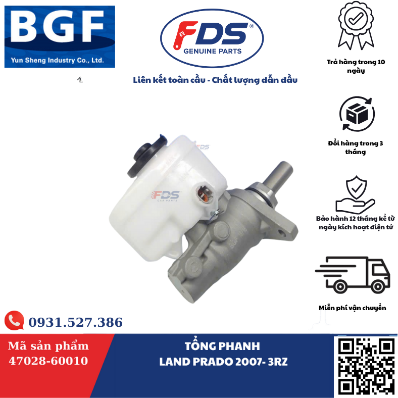 Công ty cổ phần xuất nhập khẩu FDS TỔNG PHANH TOYOTA LAND CRUISER PRADO 2007 (3RZ) – HÃNG BGF (MÃ 47028‑60010)