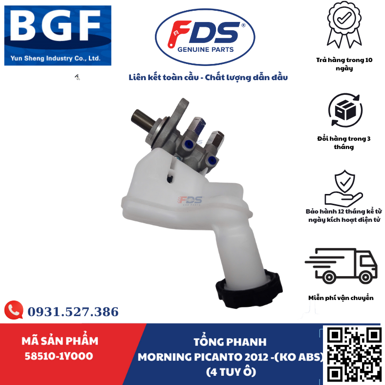 Công ty cổ phần xuất nhập khẩu FDS TỔNG PHANH KIA MORNING / PICANTO 2012 (KHÔNG ABS – 4 TUY Ô) – HÃNG BGF