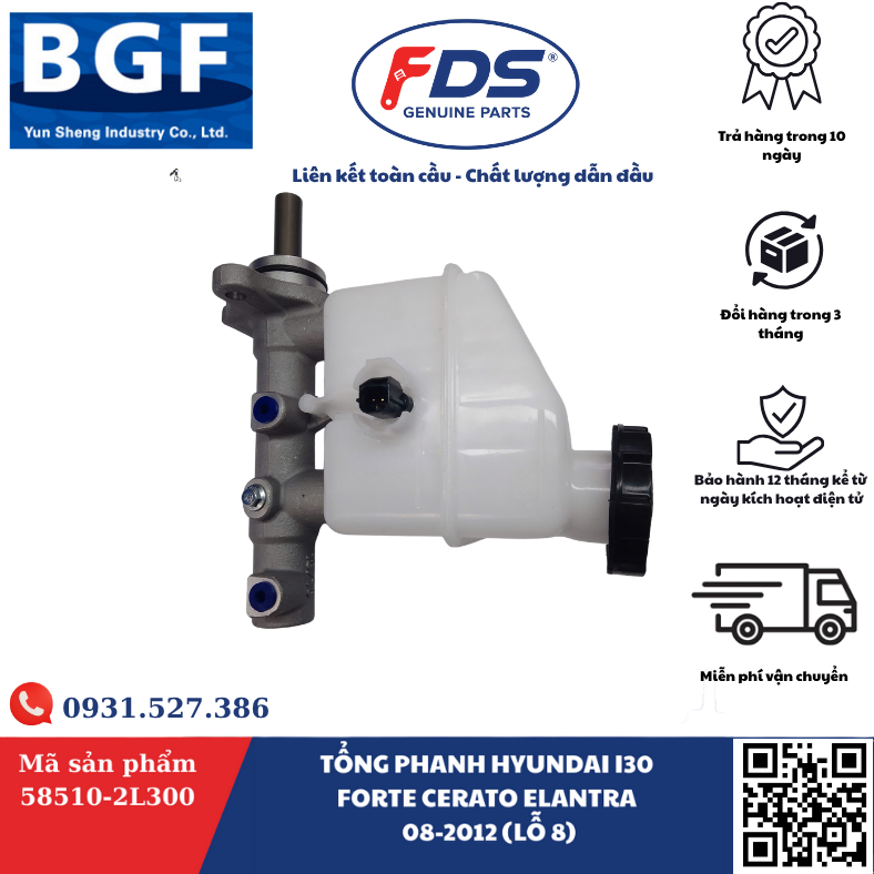 Công ty cổ phần xuất nhập khẩu FDS TỔNG PHANH HYUNDAI I30 / FORTE / CERATO / ELANTRA 2008–2012 (LỖ 8MM) – HÃNG BGF