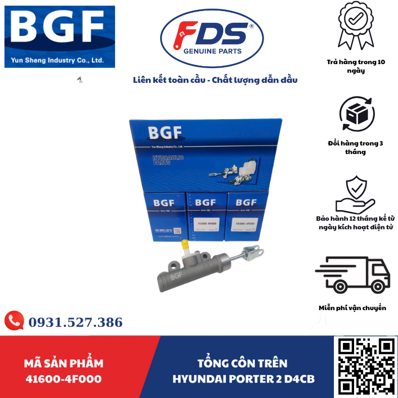 Công ty cổ phần xuất nhập khẩu FDS TỔNG CÔN TRÊN HYUNDAI PORTER 2 D4CB – HÃNG BGF – MÃ PHỤ TÙNG 41600-4F000