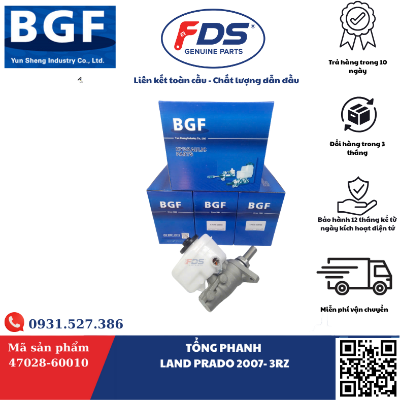 Công ty cổ phần xuất nhập khẩu FDS TỔNG PHANH TOYOTA LAND CRUISER PRADO 2007 (3RZ) – HÃNG BGF (MÃ 47028‑60010)