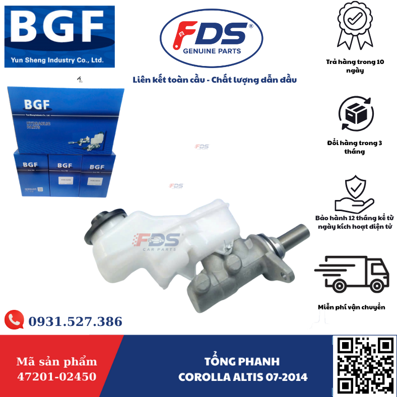 Công ty cổ phần xuất nhập khẩu FDS TỔNG PHANH TOYOTA COROLLA ALTIS 2007–2014 – HÃNG BGF