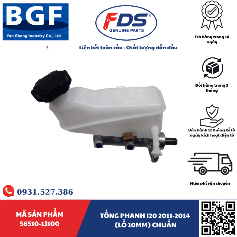 Công ty cổ phần xuất nhập khẩu FDS TỔNG PHANH HYUNDAI I20 2011–2014 (LỖ 10MM) – HÃNG BGF