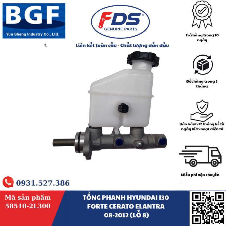 Công ty cổ phần xuất nhập khẩu FDS TỔNG PHANH HYUNDAI I30 / FORTE / CERATO / ELANTRA 2008–2012 (LỖ 8MM) – HÃNG BGF