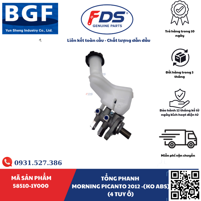 Công ty cổ phần xuất nhập khẩu FDS TỔNG PHANH KIA MORNING / PICANTO 2012 (KHÔNG ABS – 4 TUY Ô) – HÃNG BGF