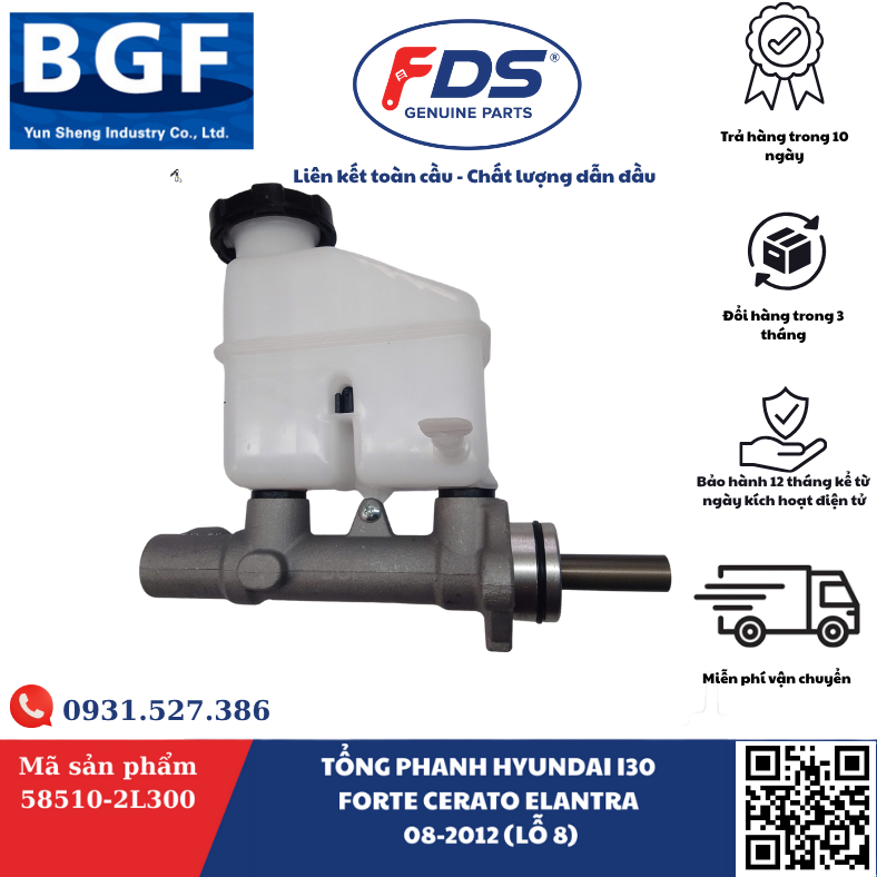 Công ty cổ phần xuất nhập khẩu FDS TỔNG PHANH HYUNDAI I30 / FORTE / CERATO / ELANTRA 2008–2012 (LỖ 8MM) – HÃNG BGF