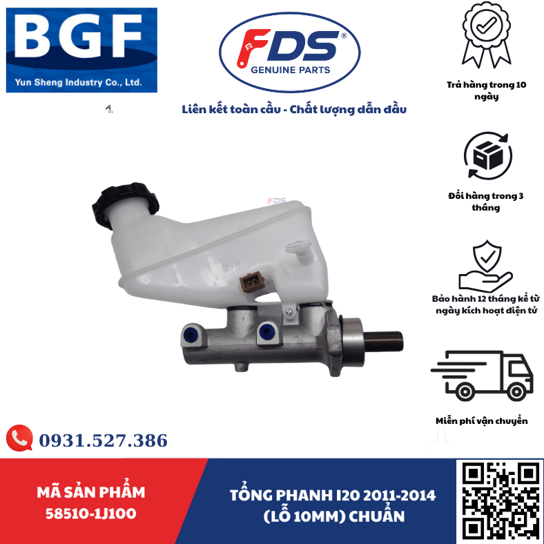 Công ty cổ phần xuất nhập khẩu FDS TỔNG PHANH HYUNDAI I20 2011–2014 (LỖ 10MM) – HÃNG BGF