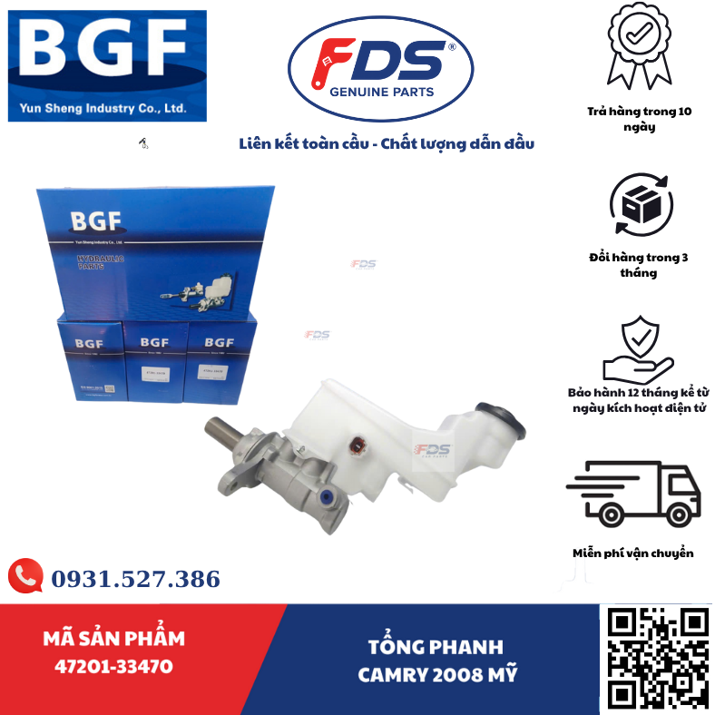 Công ty cổ phần xuất nhập khẩu FDS TỔNG PHANH TOYOTA CAMRY MỸ 2008 – HÃNG BGF