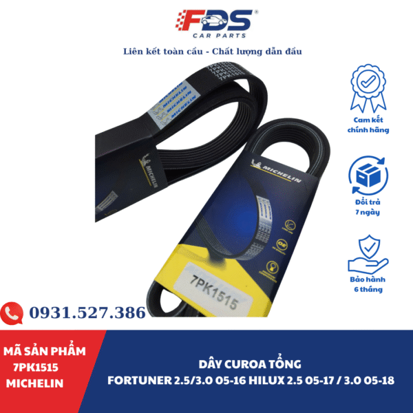 Dây Curoa Tổng Fortuner 2.5/3.0 05-16 Hilux 2.5 05-17 / 3.0 05-18