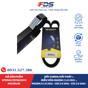 Dây Curoa Máy Phát + Điều Hòa Mazda 3 2.0 2013 -, Mazda 6 2.0 2012 - Cx5 2.0 2011 - Cx3 2.0 2015 -