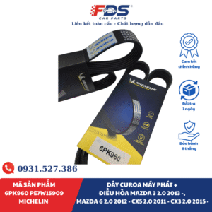 Dây Curoa Máy Phát + Điều Hòa Mazda 3 2.0 2013 -, Mazda 6 2.0 2012 - Cx5 2.0 2011 - Cx3 2.0 2015 -