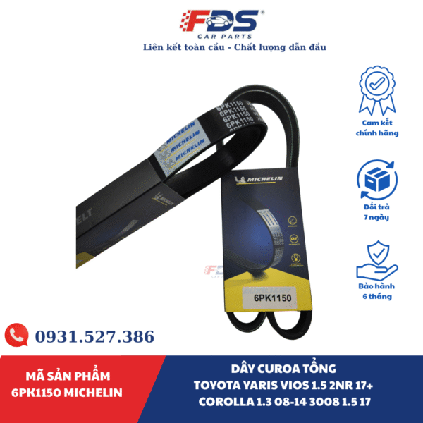 Dây Curoa Tổng Toyota Yaris Vios 1.5 2Nr 17+ Corolla 1.3 08-14 3008 1.5 17