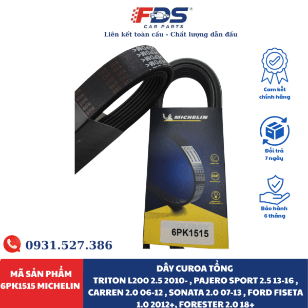 Dây Curoa Tổng Triton L200 2.5 2010- , Pajero Sport 2.5 13-16 , Carren 2.0 06-12 , Sonata 2.0 07-13 , Ford Fiseta 1.0 2012+, Forester 2.0 18+