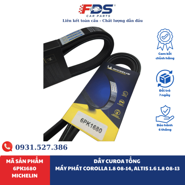 Dây Curoa Tổng MÁY PHÁT Corolla 1.8 08-14, Altis 1.6 1.8 08-13