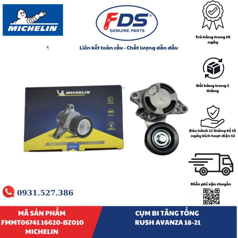 Công ty cổ phần xuất nhập khẩu FDS CỤM BI TĂNG TỔNG TOYOTA RUSH / AVANZA (2018–2021) | MICHELIN FMMT06741 – MÃ 16620-BZ010
