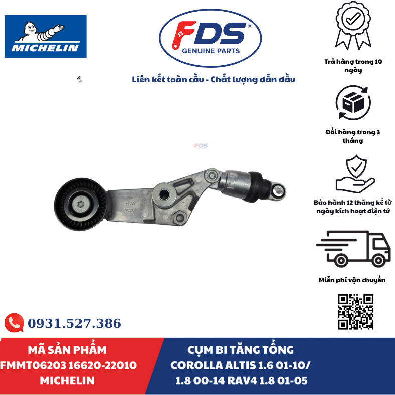 Công ty cổ phần xuất nhập khẩu FDS CỤM BI TĂNG TỔNG TOYOTA COROLLA ALTIS / RAV4 | MICHELIN FMMT06203 – MÃ 16620-22010