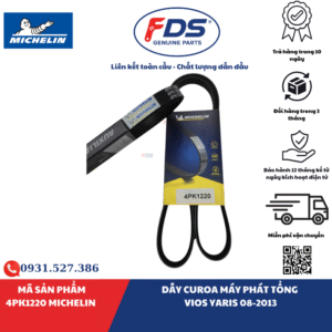 Công ty cổ phần xuất nhập khẩu FDS DÂY CUROA MÁY PHÁT / DÂY CUROA TỔNG TOYOTA VIOS – YARIS (2008–2013) | MICHELIN 4PK1220
